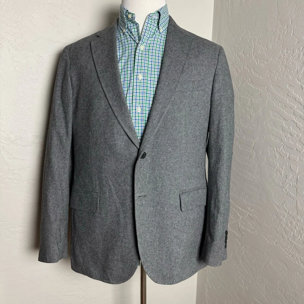 Banana Republic Mens Dark Grey‎ Herringbone Two Button Business Blazer Size 44R